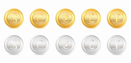simsearch:400-05688203,k - illustration of gold and silver coin of different currency Photographie de stock - Aubaine LD & Abonnement, Code: 400-04347244