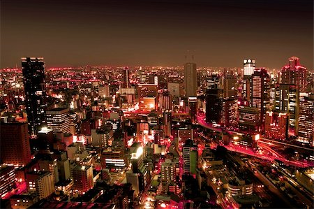 simsearch:400-05706130,k - Areal View of Osaka by Night, Japan Stock Photo - Budget Royalty-Free & Subscription, Code: 400-04347272