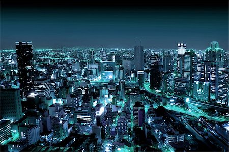 simsearch:400-05706130,k - Areal View of Osaka by Night, Japan Stock Photo - Budget Royalty-Free & Subscription, Code: 400-04347273