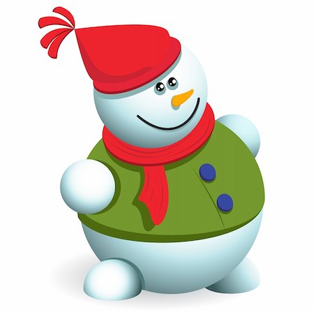 illustration, new year's snowman in hat on white background Stock Photo - Budget Royalty-Free & Subscription, Code: 400-04348043