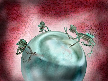 Illustration of nanobots working together as a team Stock Photo - Budget Royalty-Free & Subscription, Code: 400-04348144