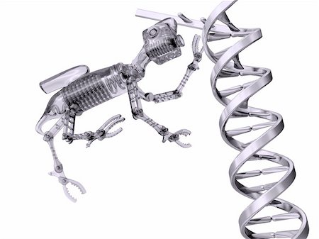 Illustration of a nanobot manipulating a strand of DNA Stock Photo - Budget Royalty-Free & Subscription, Code: 400-04348145