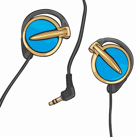 simsearch:400-04300097,k - fully editable vector illustration of earphones isolated on white Stock Photo - Budget Royalty-Free & Subscription, Code: 400-04348394