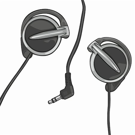 simsearch:400-04300097,k - fully editable vector illustration of earphones isolated on white Stock Photo - Budget Royalty-Free & Subscription, Code: 400-04348393