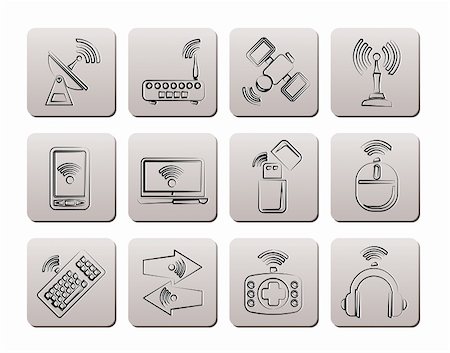 Wireless and communication technology icons - vector icon set Stock Photo - Budget Royalty-Free & Subscription, Code: 400-04348717