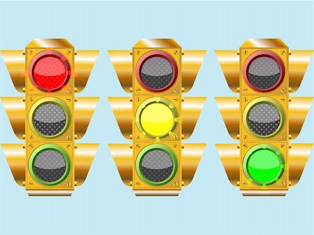 three different traffic lights, abstract composition over sky color background; vector art illustration Stock Photo - Budget Royalty-Free & Subscription, Code: 400-04349177