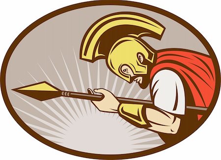 illustration of a Roman soldier or gladiator attacking with spear Stock Photo - Budget Royalty-Free & Subscription, Code: 400-04349683