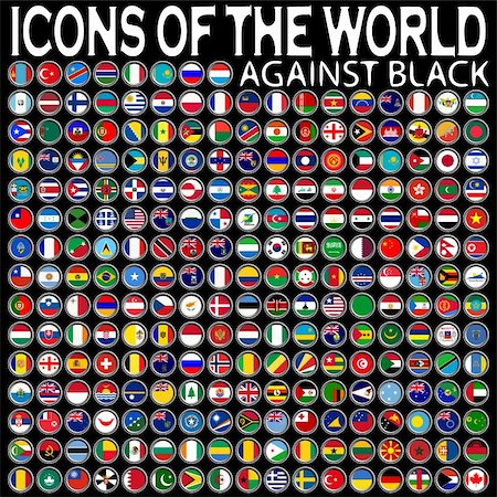 icons of the world against black background, abstract vector art illustration Stock Photo - Budget Royalty-Free & Subscription, Code: 400-04349783