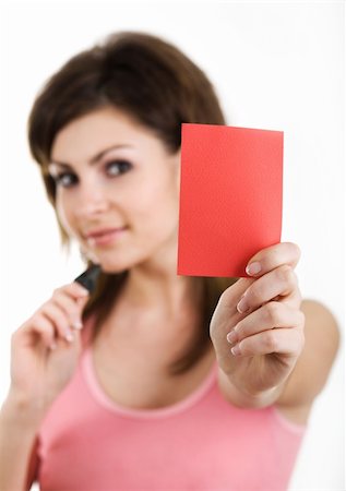 penalty - An image of a nice woman showing red card Stock Photo - Budget Royalty-Free & Subscription, Code: 400-04349890