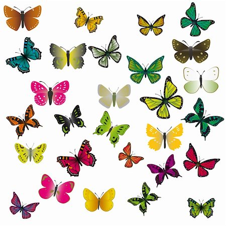 eco illustration - A collection of colorful butterflies. Vector illustration. Vector art in Adobe illustrator EPS format, compressed in a zip file. The different graphics are all on separate layers so they can easily be moved or edited individually. The document can be scaled to any size without loss of quality. Stock Photo - Budget Royalty-Free & Subscription, Code: 400-04340238