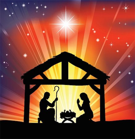 simsearch:400-05670979,k - Illustration of traditional Christian Christmas Nativity scene Foto de stock - Super Valor sin royalties y Suscripción, Código: 400-04341215