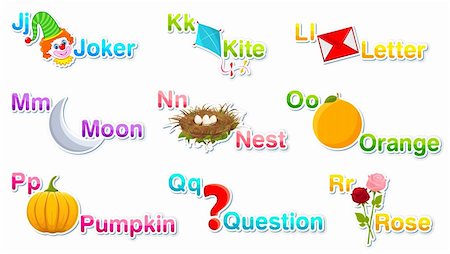 simsearch:400-04322747,k - illustration of alphabet set with associate objects on isolated background part 2 Stock Photo - Budget Royalty-Free & Subscription, Code: 400-04341520