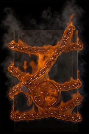 simsearch:400-05913816,k - golden safe in chains with a lock in the flames. isolated on black. Stock Photo - Budget Royalty-Free & Subscription, Code: 400-04342189
