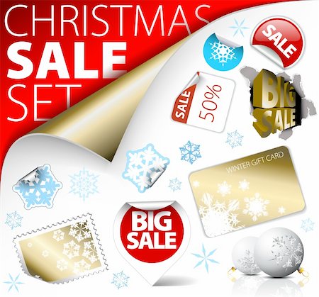 Set of Christmas discount tickets, labels, stamps, stickers, corners, tags Photographie de stock - Aubaine LD & Abonnement, Code: 400-04342489