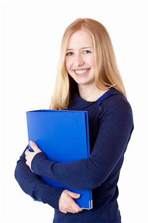 fotodesign_jegg (artist) - Young successful woman with folder smiles happy. Isolated on white background. Stock Photo - Budget Royalty-Free & Subscription, Code: 400-04342566