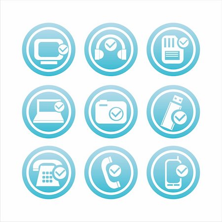 set of 9 blue technology with checks signs Stock Photo - Budget Royalty-Free & Subscription, Code: 400-04343267