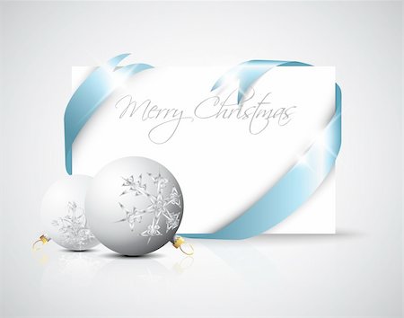 simsearch:400-04374732,k - Christmas card - silver ribbon around blank paper with christmas decorations Stock Photo - Budget Royalty-Free & Subscription, Code: 400-04343627