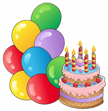 simsearch:400-05880757,k - Birthday theme with cake 1 - vector illustration. Stock Photo - Budget Royalty-Free & Subscription, Code: 400-04343806