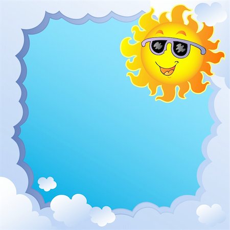 simsearch:400-04343852,k - Cloudy frame with Sun 1 - vector illustration. Stock Photo - Budget Royalty-Free & Subscription, Code: 400-04343818