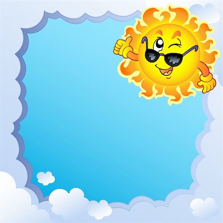 simsearch:400-04343852,k - Cloudy frame with Sun 3 - vector illustration. Stock Photo - Budget Royalty-Free & Subscription, Code: 400-04343820