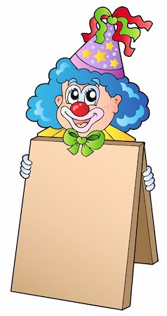 simsearch:400-04236834,k - Clown holding information board - vector illustration. Stock Photo - Budget Royalty-Free & Subscription, Code: 400-04343823