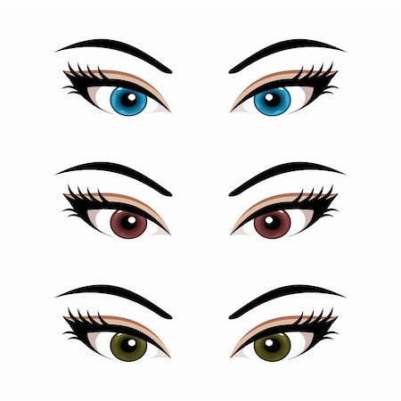 Illustration set female eyes isolated (3) - vector Stock Photo - Budget Royalty-Free & Subscription, Code: 400-04354436