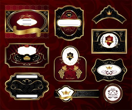 simsearch:400-05904254,k - Illustration set black gold-framed labels - vector Stock Photo - Budget Royalty-Free & Subscription, Code: 400-04354445
