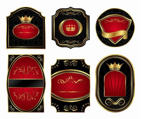 simsearch:400-05904254,k - Illustration set black gold-framed labels - vector Stock Photo - Budget Royalty-Free & Subscription, Code: 400-04354446