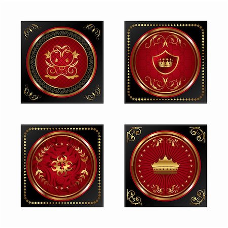 simsearch:400-05904254,k - Illustration set red gold-framed labels - vector Stock Photo - Budget Royalty-Free & Subscription, Code: 400-04354442