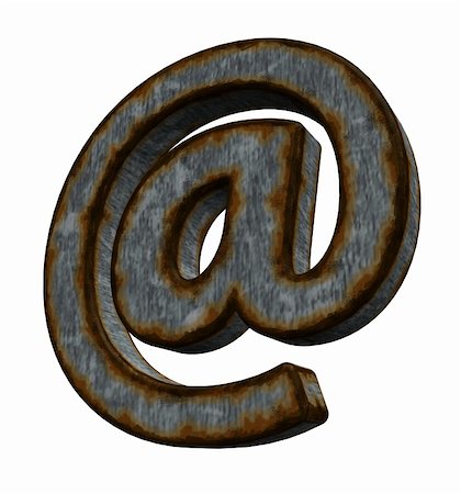 simsearch:400-04508643,k - rusty email symbol on white background - 3d illustration Stock Photo - Budget Royalty-Free & Subscription, Code: 400-04354909