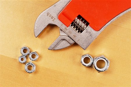 simsearch:400-05240852,k - Industrial Wrench and Steel Bolt Fasteners Stock Photo - Budget Royalty-Free & Subscription, Code: 400-04355103