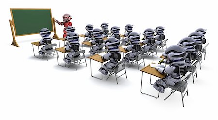 simsearch:400-06396346,k - 3D render of a robot teacher in classroom Stock Photo - Budget Royalty-Free & Subscription, Code: 400-04355263