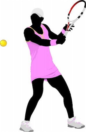 simsearch:400-05277759,k - Tennis player. Colored Vector illustration for designers Stock Photo - Budget Royalty-Free & Subscription, Code: 400-04355608