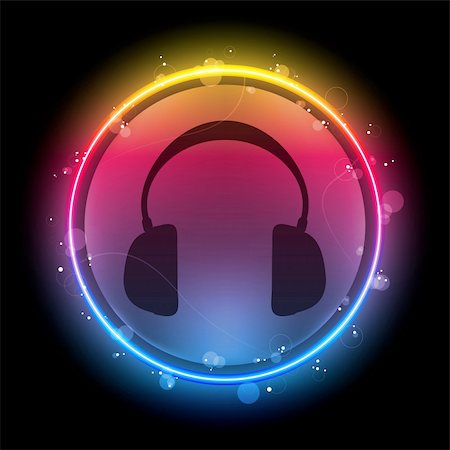 Vector - Disco Headphones with Neon Rainbow Circle Stock Photo - Budget Royalty-Free & Subscription, Code: 400-04355905
