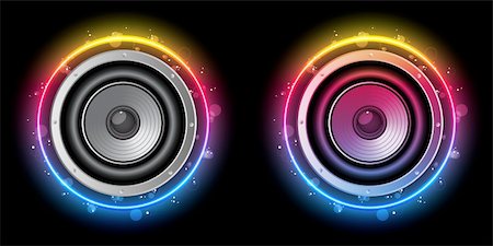 Vector - Disco Speaker with Neon Rainbow Circle Stock Photo - Budget Royalty-Free & Subscription, Code: 400-04355906
