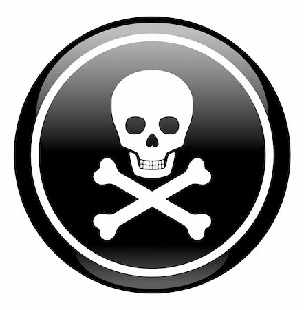 picture of a scary skeleton head - Skull On Button - deadly danger sign over white background Stock Photo - Budget Royalty-Free & Subscription, Code: 400-04355982