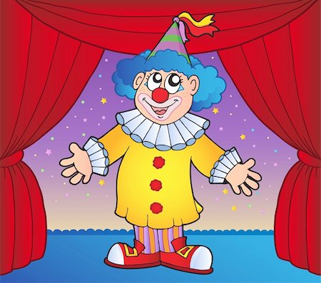 simsearch:400-04236834,k - Clown on circus stage 1 - vector illustration. Stock Photo - Budget Royalty-Free & Subscription, Code: 400-04356328