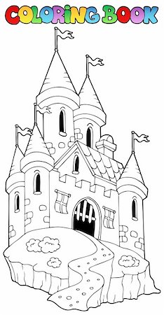 fantasy art palace - Coloring book with castle 1 - vector illustration. Stock Photo - Budget Royalty-Free & Subscription, Code: 400-04356331