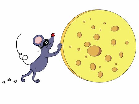 Mouse thief stealing cheese colorful illustration Stock Photo - Budget Royalty-Free & Subscription, Code: 400-04357039