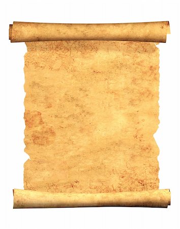 Scroll of old parchment. Object isolated over white Stock Photo - Budget Royalty-Free & Subscription, Code: 400-04357391