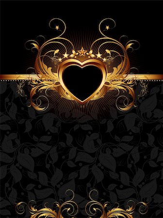 simsearch:400-04914047,k - ornate frame with golden heart,  this illustration may be useful as designer work Stock Photo - Budget Royalty-Free & Subscription, Code: 400-04358263