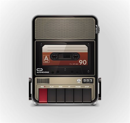 Retro cassette recorder detailed extralarge icon Photographie de stock - Aubaine LD & Abonnement, Code: 400-04359603
