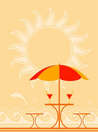 simsearch:400-05944023,k - vector background with beach umbrella and drinks on table, Adobe Illustrator 8 format Stock Photo - Budget Royalty-Free & Subscription, Code: 400-04350632