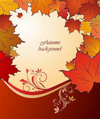 dvd silhouette - Illustration of autumn floral background. Vector Foto de stock - Super Valor sin royalties y Suscripción, Código: 400-04351272