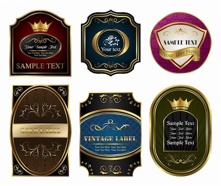 simsearch:400-05904254,k - Illustration set colored gold-framed labels - vector Stock Photo - Budget Royalty-Free & Subscription, Code: 400-04351398