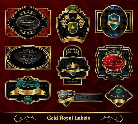 simsearch:400-05904254,k - Illustration set colorful gold-framed labels - vector Stock Photo - Budget Royalty-Free & Subscription, Code: 400-04351405