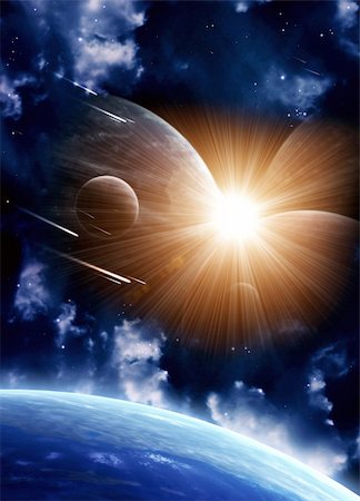 simsearch:400-07291880,k - Space flare. A beautiful space scene with planets and nebula Stock Photo - Budget Royalty-Free & Subscription, Code: 400-04352188