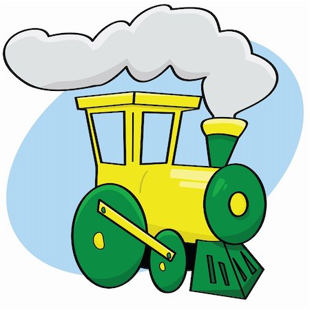 Cartoon illustration of a green and yellow train Stock Photo - Budget Royalty-Free & Subscription, Code: 400-04352296
