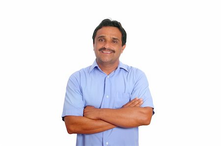 signs for mexicans - Indian latin businessman blue shirt isolated on white background Photographie de stock - Aubaine LD & Abonnement, Code: 400-04352861