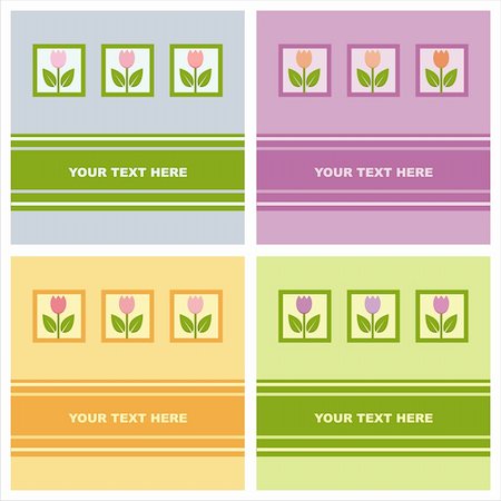 simsearch:400-04330288,k - set of 4 cute tulips cards Stock Photo - Budget Royalty-Free & Subscription, Code: 400-04353182